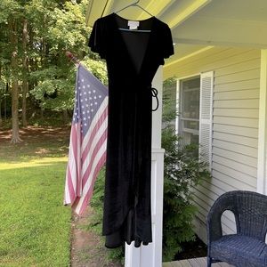 BHLDN Black Velvet Wrap Dress